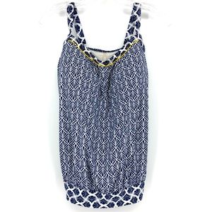 Lands End Tankini Swimsuit Top Blue & White Size 8 DDD